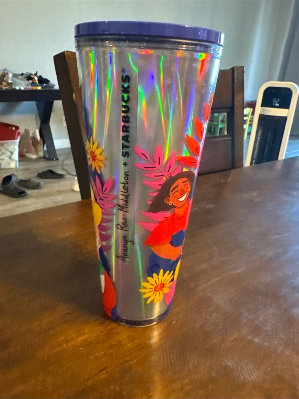 Starbucks Iridescent Floral Tumbler with Purple Lid